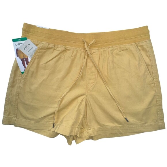 Orvis Womens XL Yellow Shorts Casual Drawstring Pull On Summer Pants New - Picture 1 of 8